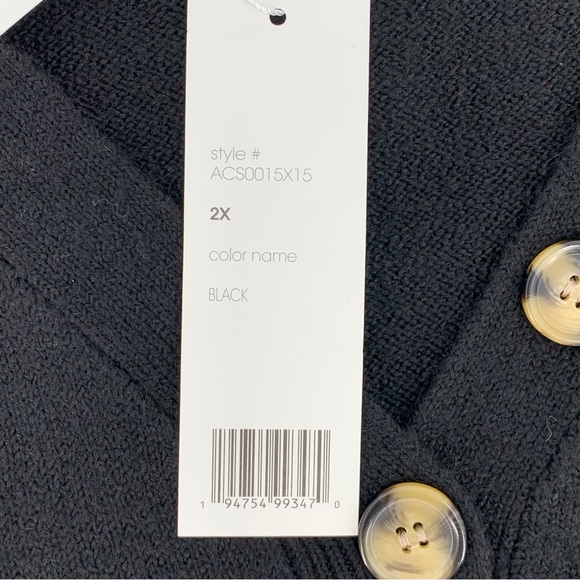 Adyson Parker NWT Black Button V-Neck Sweater, 2X - Picture 8 of 11